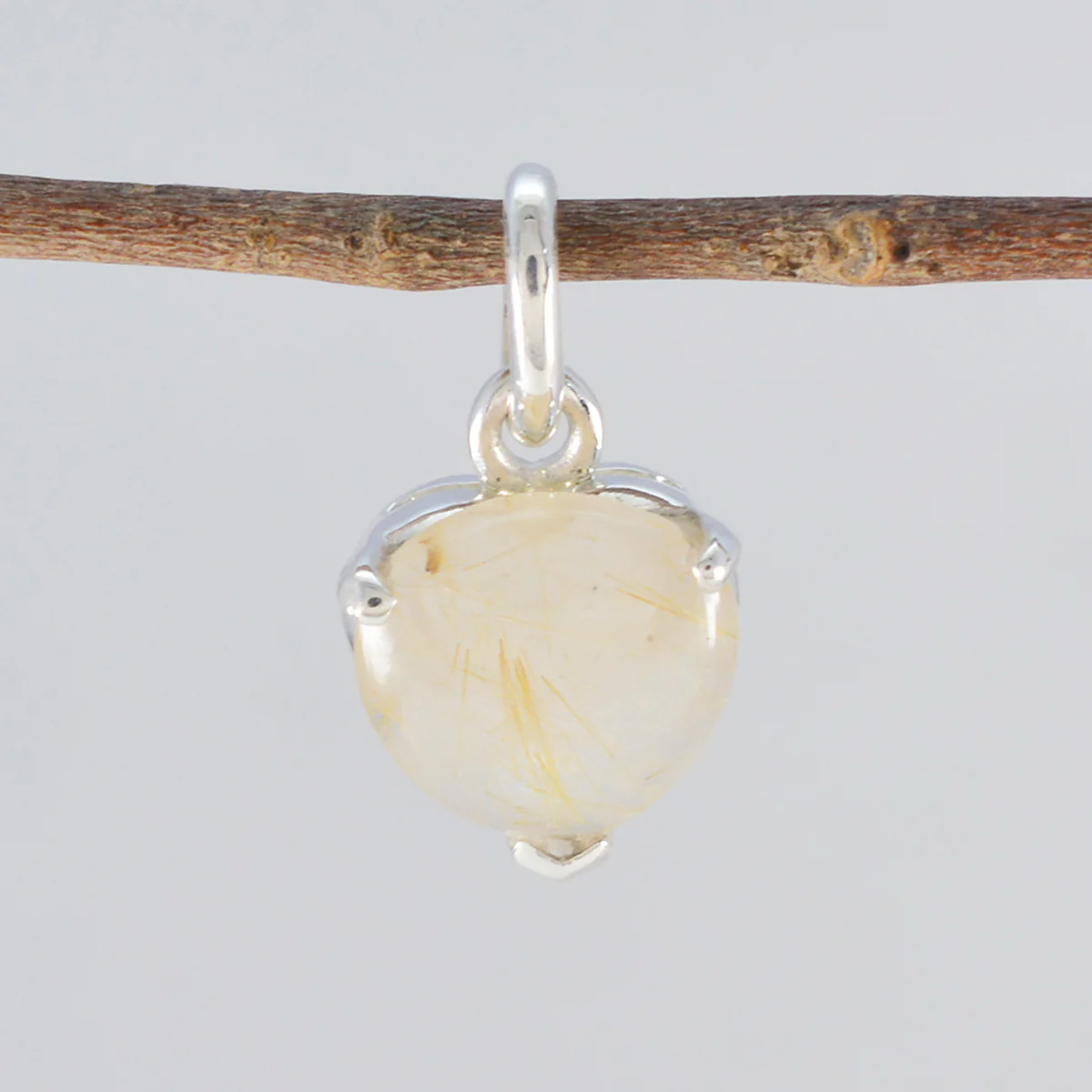 Rutile Quartz Delicate German 92.5 Silver Solitaire Ivana Glamorous Yellow Pendant Jewellery - Image 2