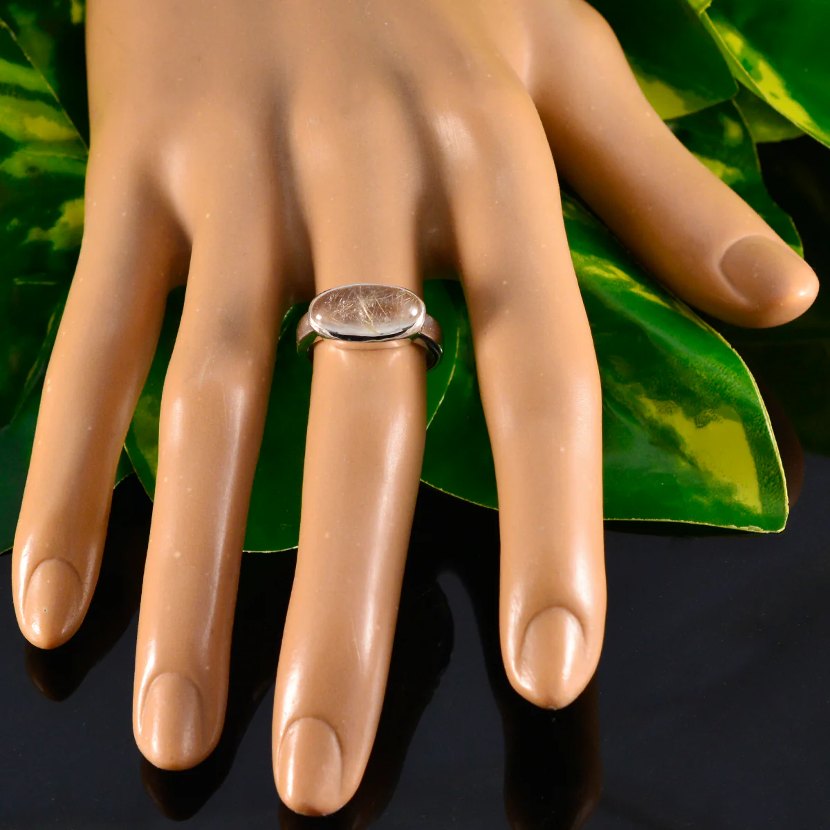 Rutile Quartz Solitaire American Silver Yellow Gemstone Whisper-thin Modern Ring Jewelry - Image 6