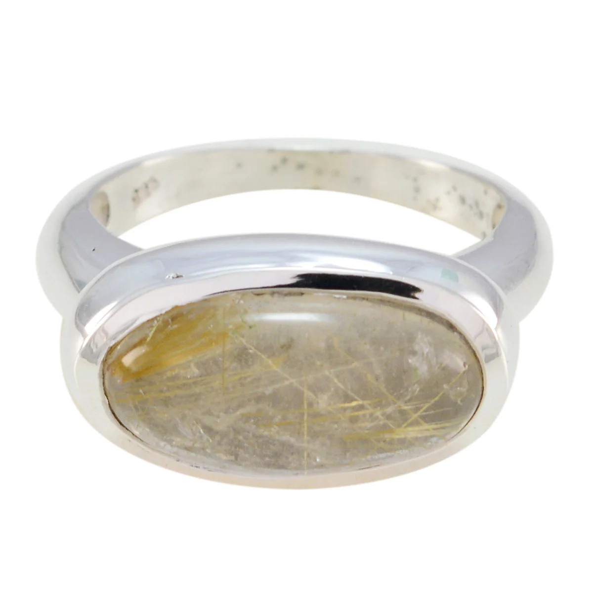 Rutile Quartz Solitaire Egyptian Sterling Silver Yellow Gemstone Mid-weight Sophisticated Ring Jewelry - Image 3