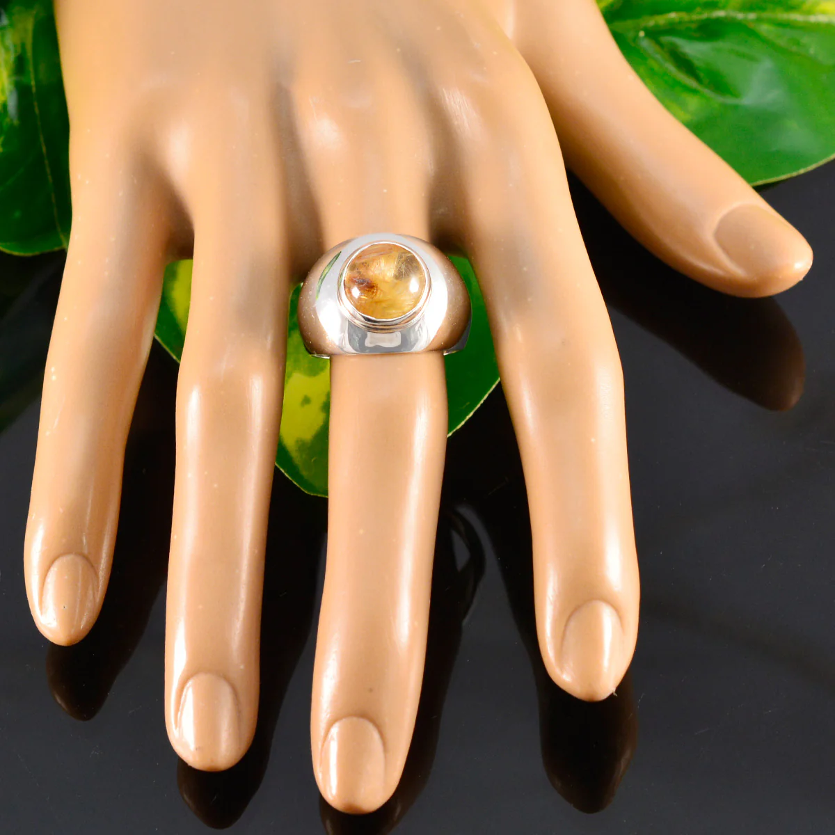 Rutile Quartz Solitaire Indian 92.5 Silver Yellow Gemstones Eye-catching Sophisticated Ring Jewellery - Image 5