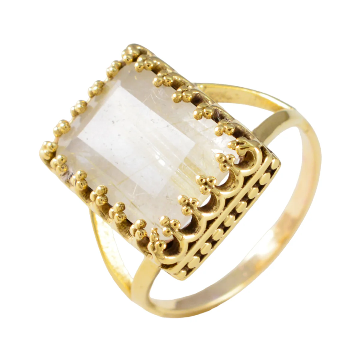 Rutile Quartz Solitaire Indian 925 Sterling Silver Yellow Gems Classic wedding Ring Jewellery - Image 2