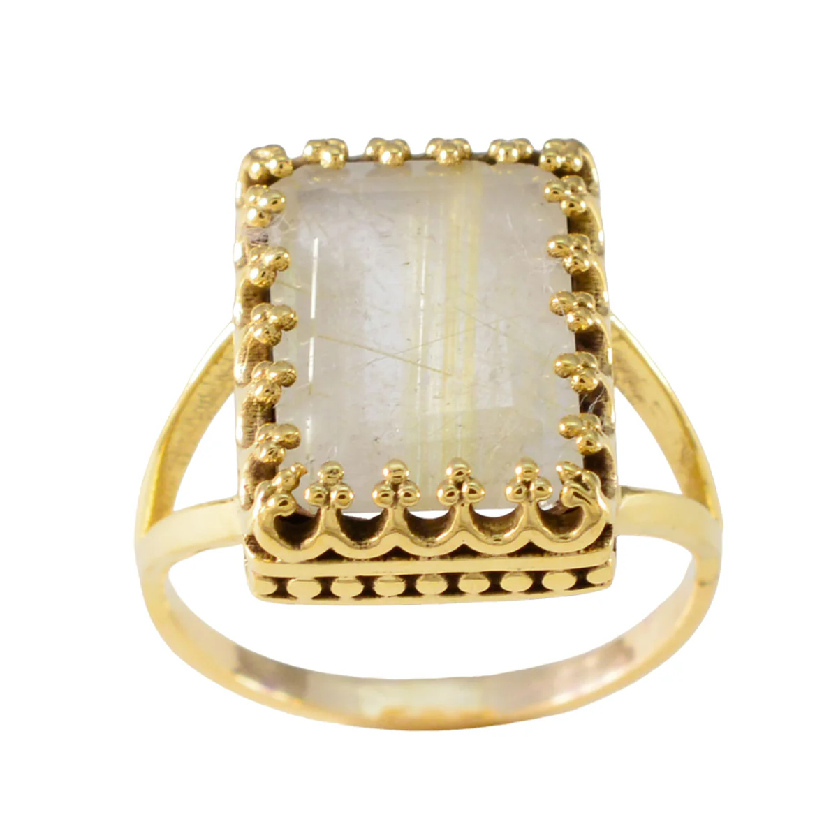 Rutile Quartz Solitaire Indian 925 Sterling Silver Yellow Gems Classic wedding Ring Jewellery - Image 3