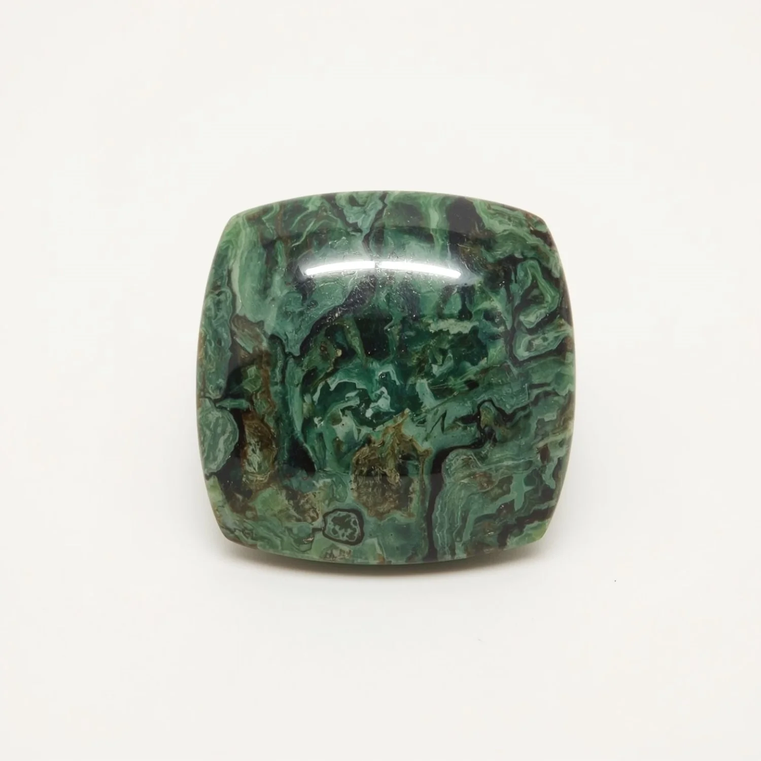 Serpentine 1PC Large 10x10 MM Square Cabochon Green Fiery semi Precious Loose Gemstone