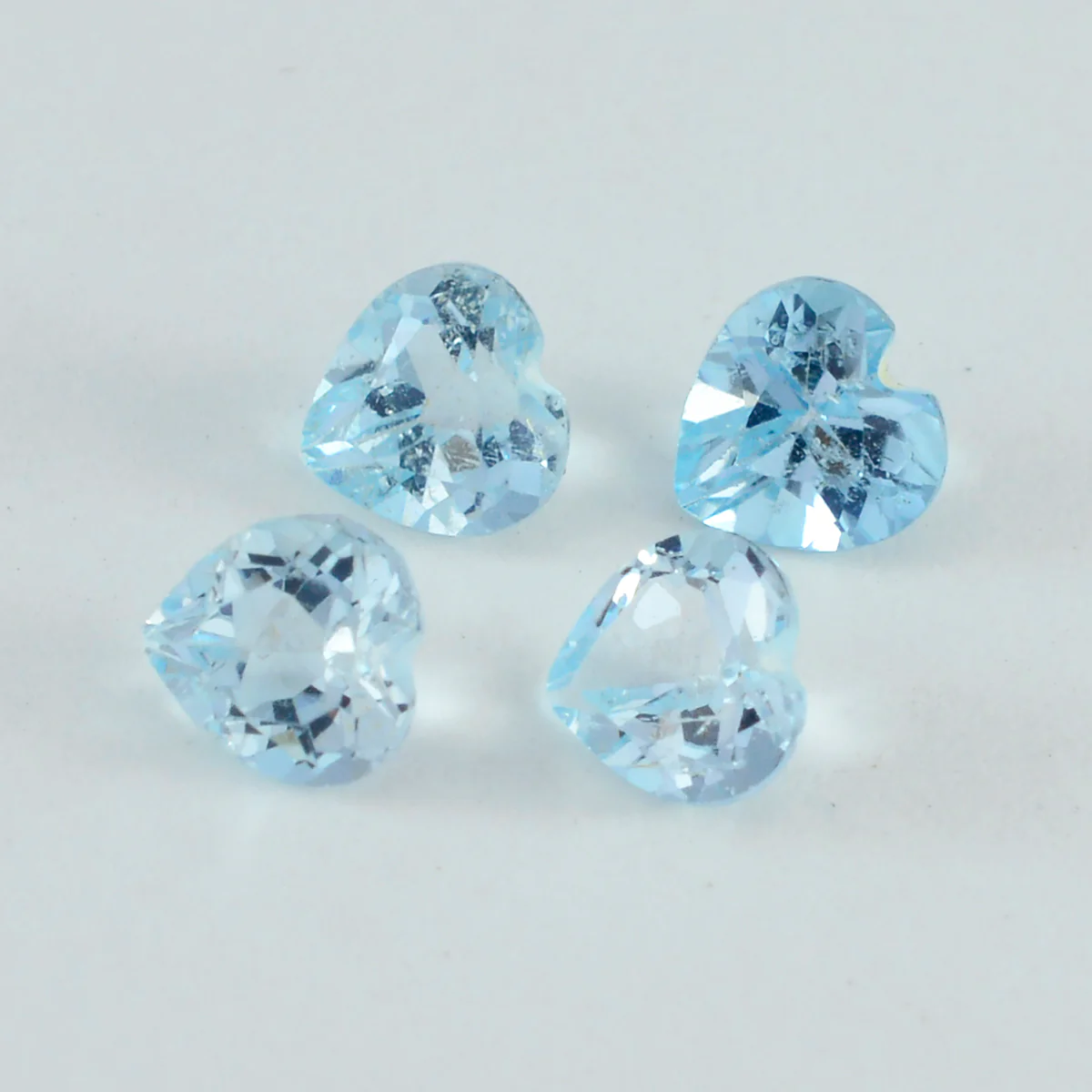 Sky Blue Topaz 10PC Tiny 4x4 MM Heart Faceted Blue Brilliant Semi Precious Loose Gemstones - Image 2