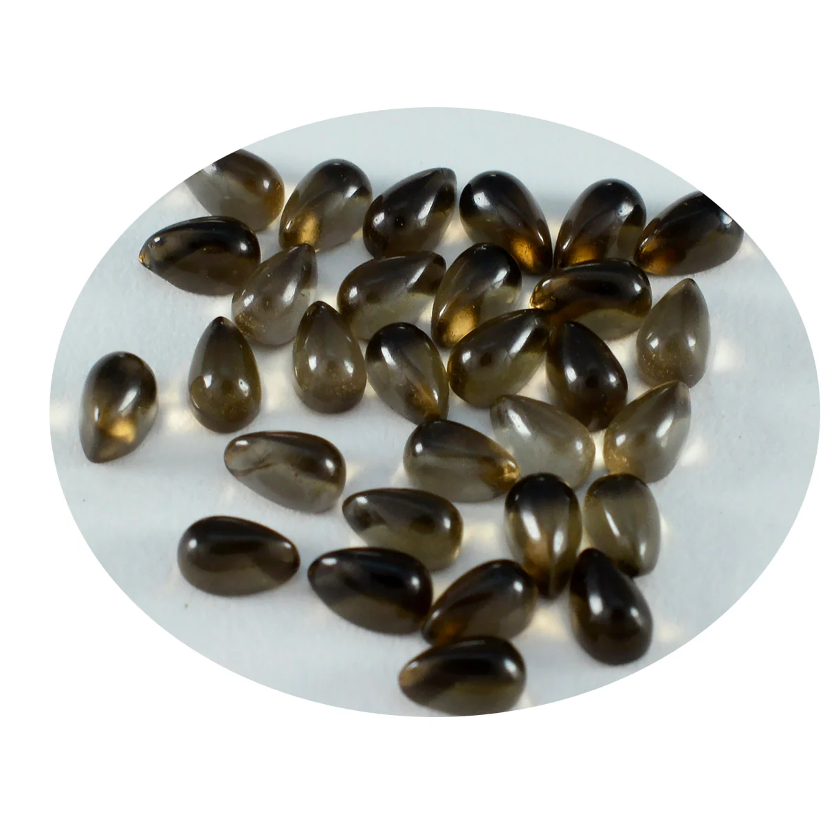 Smoky Quartz 10PC Tiny 3x5 MM Pear Cabochon Brown Fiery semi Precious Gems - Image 3