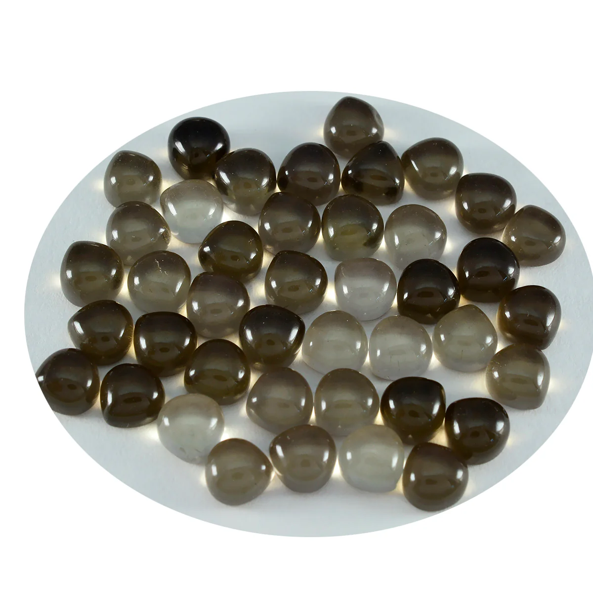 Smoky Quartz 10PC Tiny 4x4 MM Heart Cabochon Brown Shine semi Precious Loose Gems - Image 2