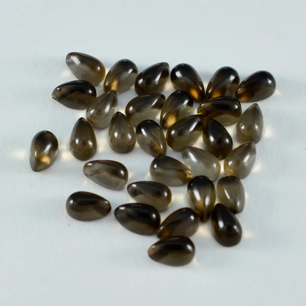 Smoky Quartz 10PC Tiny 4x6 MM Pear Cabochon Brown Brilliant semi Precious Loose Gems - Image 3