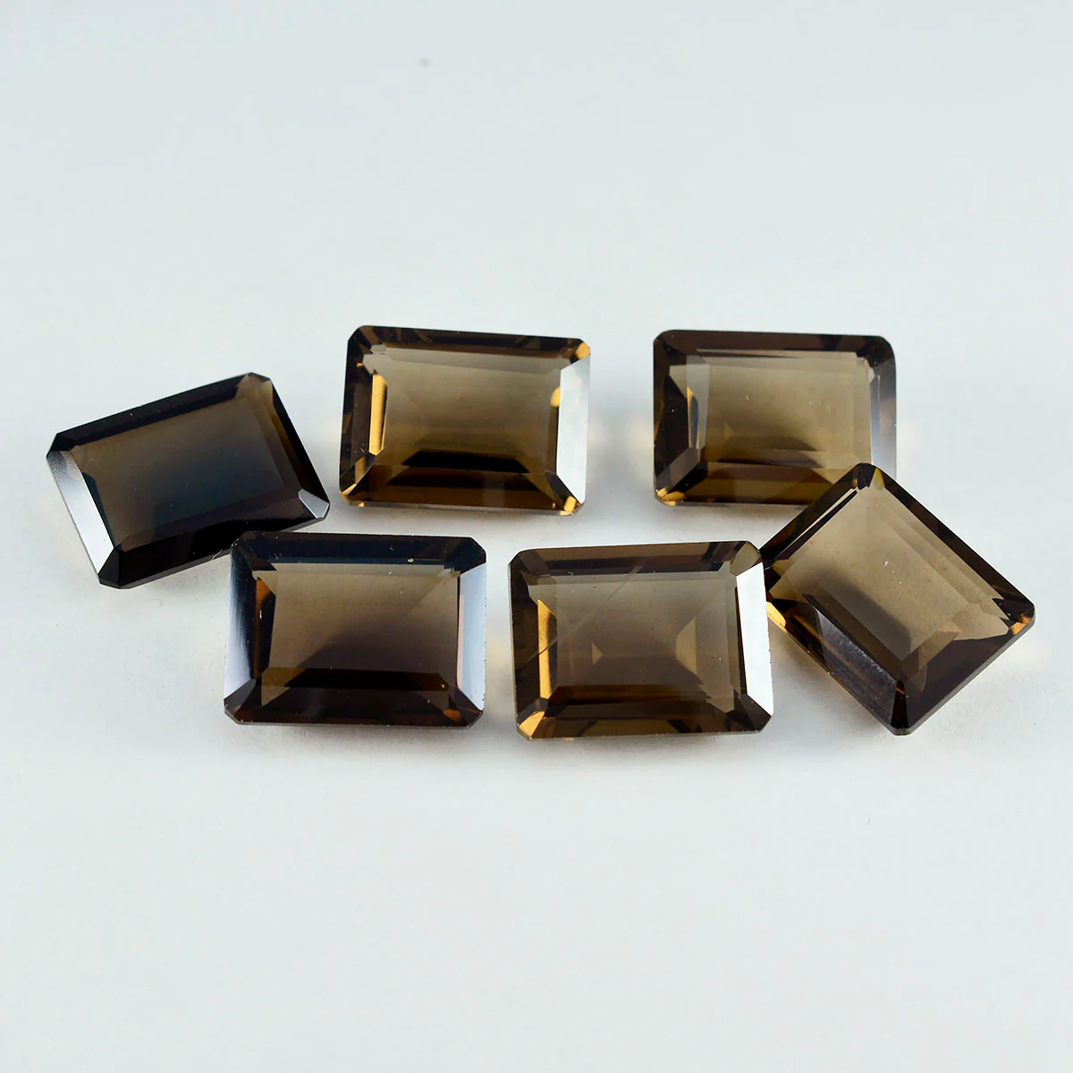 Smoky Quartz 1PC Small 6x9 MM Emerald Faceted Brown Lustrous Semi Precious Gems