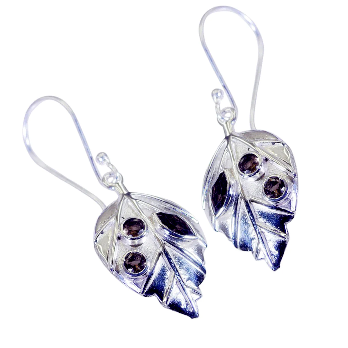Smoky Quartz African Natalia multiple Dangle Brown Silver Earring - Image 2