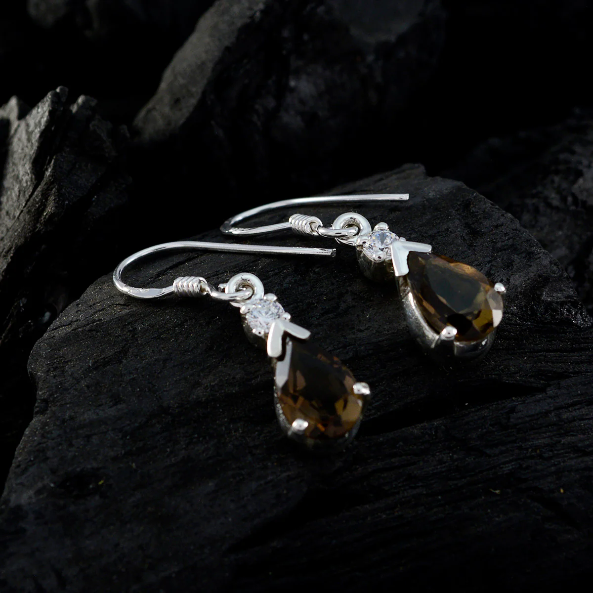 Smoky Quartz American Paula multiple Dangle Brown 92.5 Silver Earring - Image 5