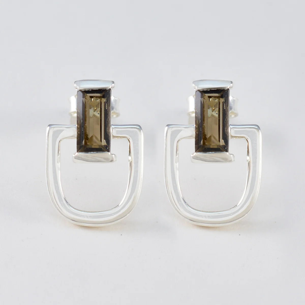 Smoky Quartz Australian Gabriela Solitaire Stud Brown 92.5 Silver Earring - Image 2