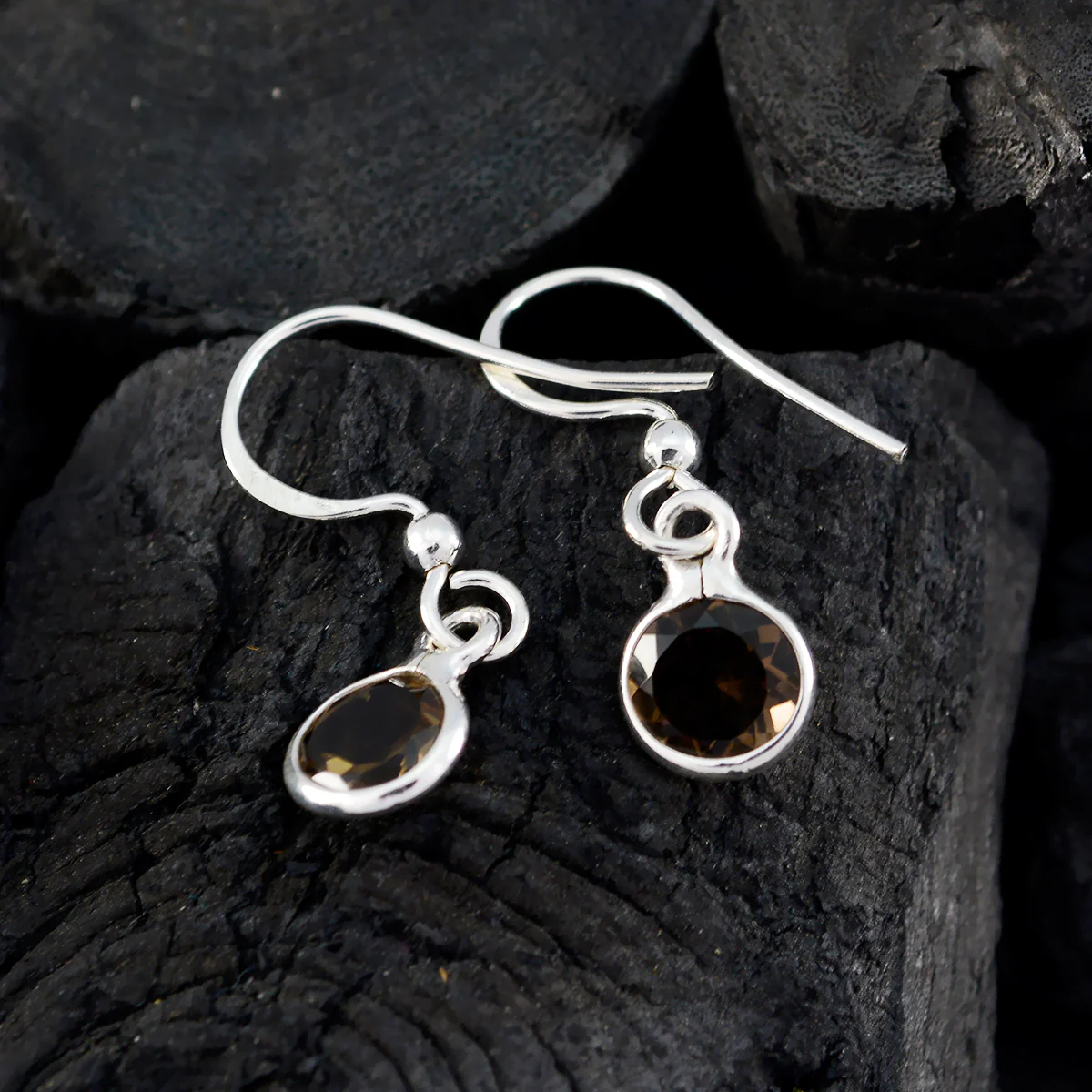 Smoky Quartz Australian Jiwoo multiple Dangle Brown 925 Silver Earring - Image 2