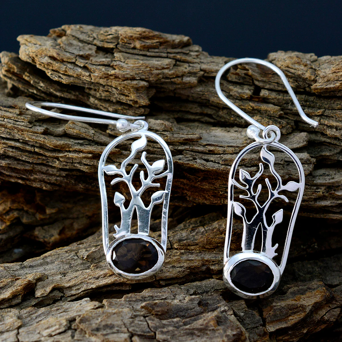 Smoky Quartz Australian Sophia Solitaire Dangle Brown 925 Silver Earring - Image 3