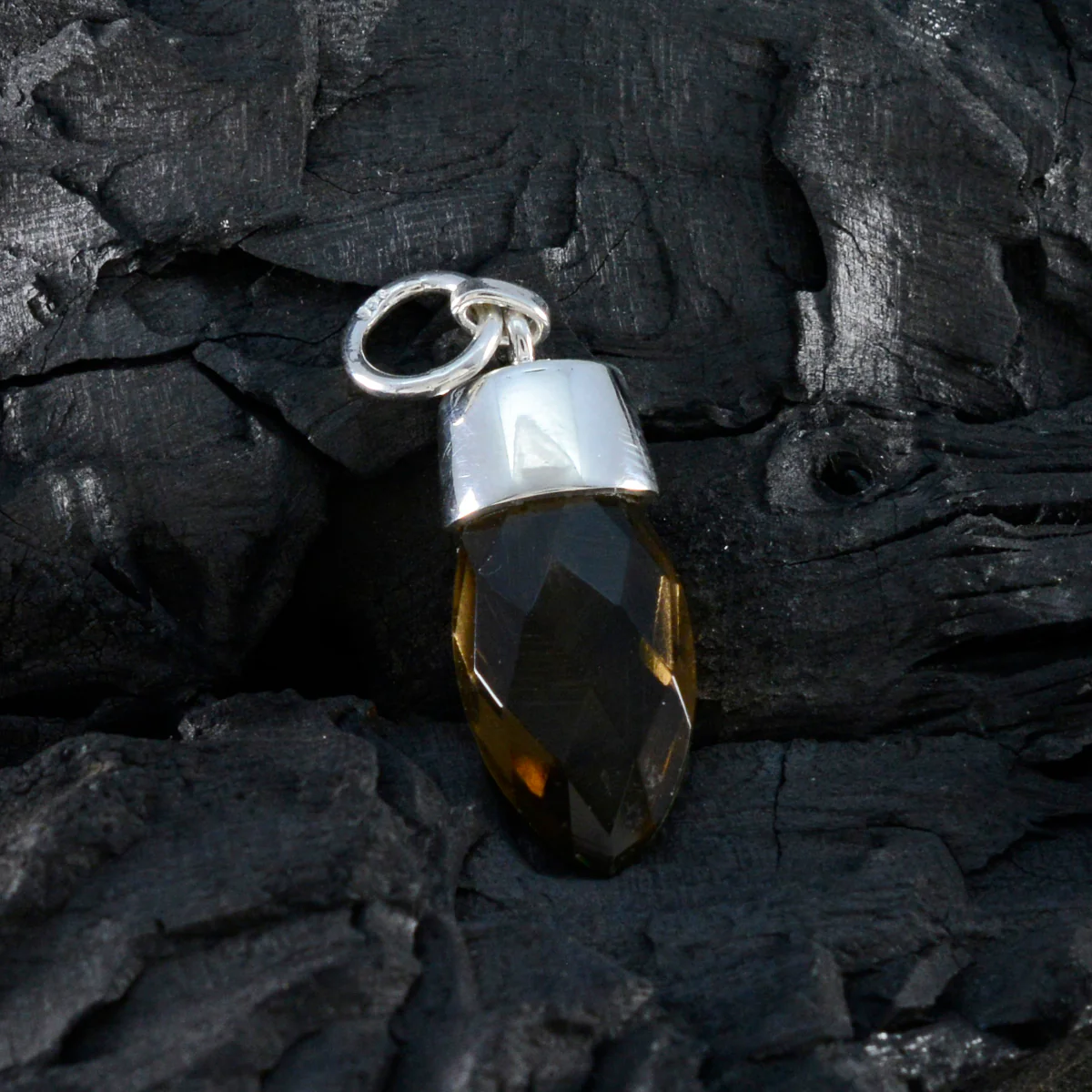 Smoky Quartz Dainty Egyptian 925 Silver Solitaire Emma Trendy Brown Pendant Jewelry - Image 4