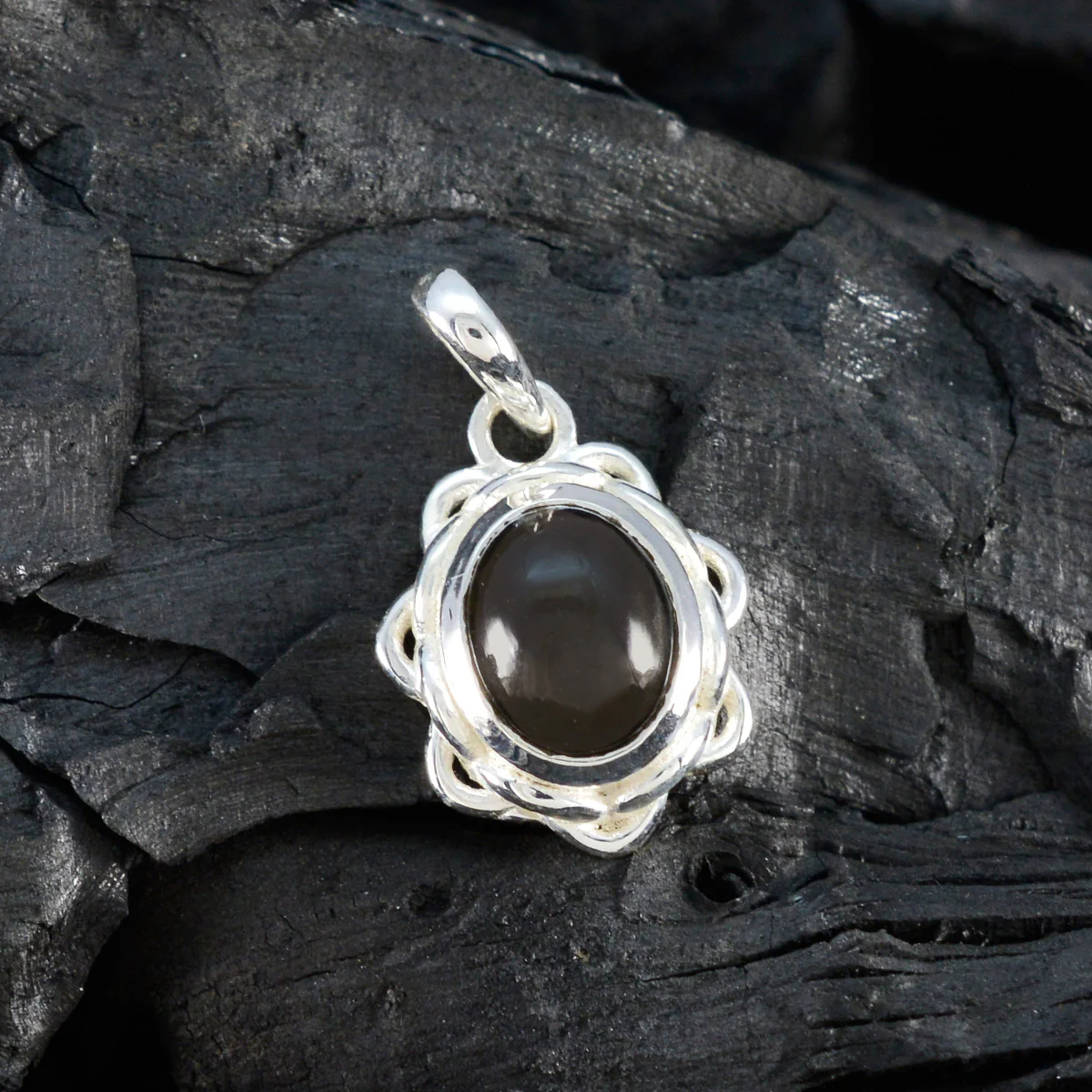 Smoky Quartz Dainty Italian Sterling Silver Solitaire Emily Engagement Brown Pendant Jewellery - Image 3