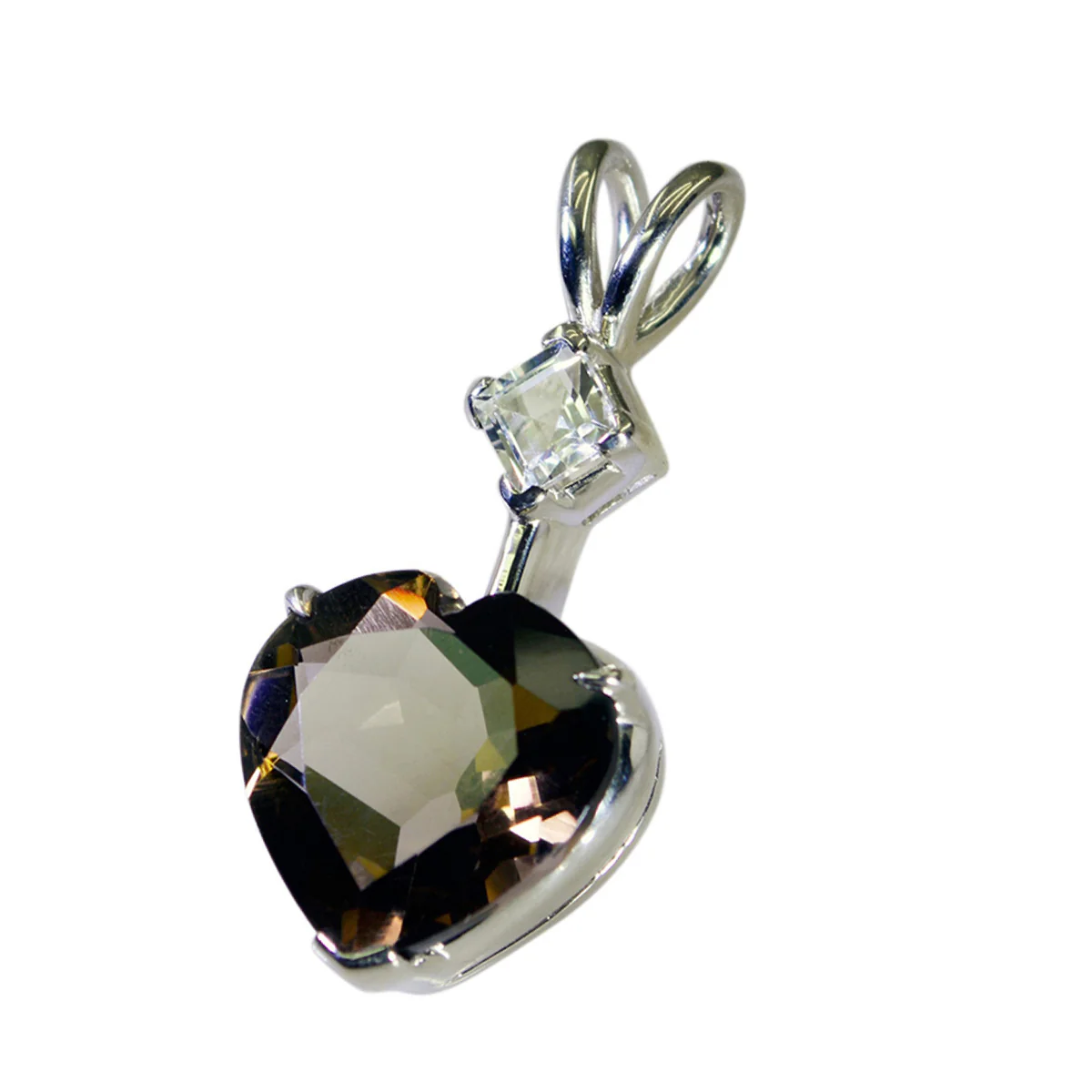Smoky Quartz Dainty Latin American 92.5 Silver Toi et Moi Zoey wedding Brown Pendant Jewellery - Image 3