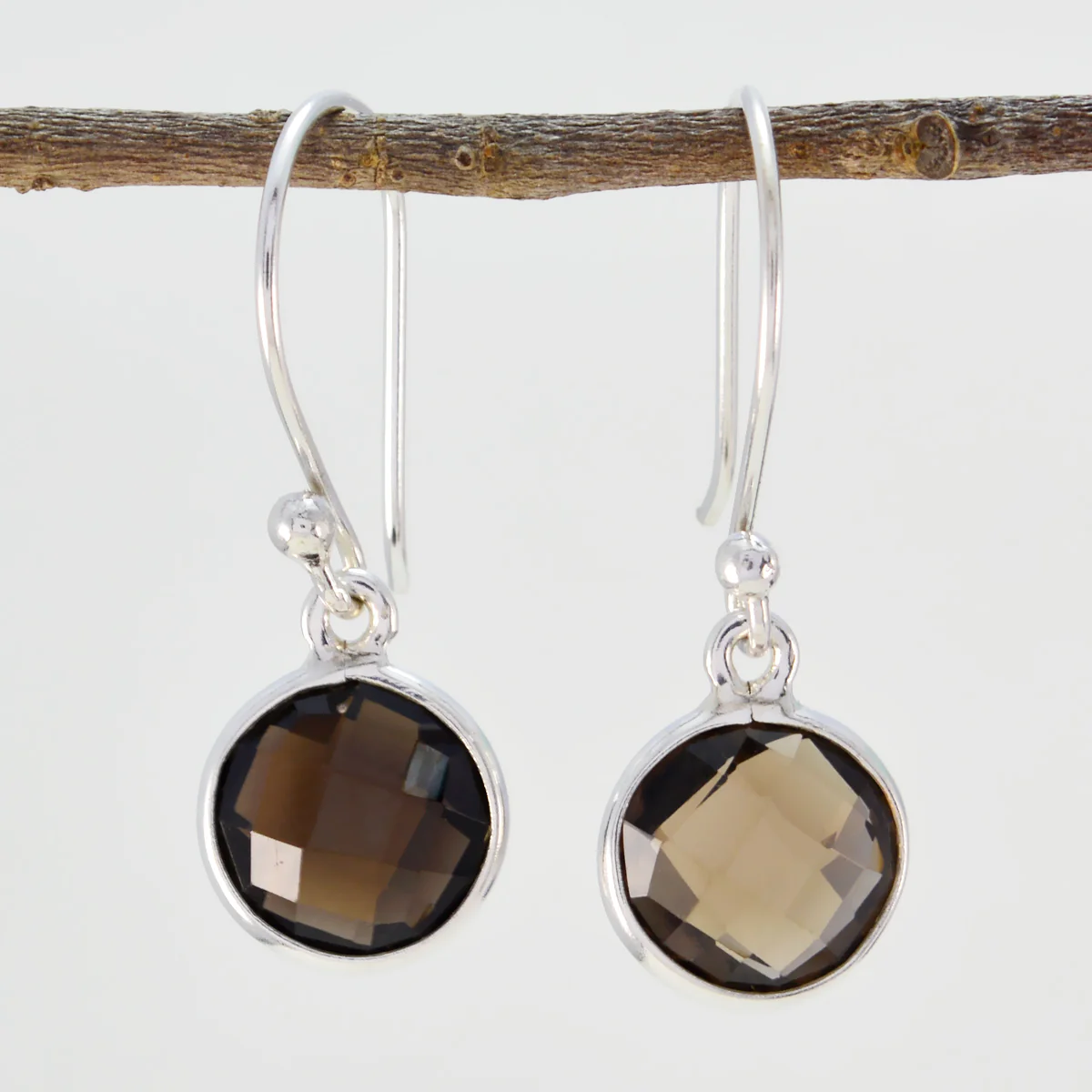 Smoky Quartz Egyptian Ha-eun multiple Dangle Brown Sterling Silver Earring - Image 2
