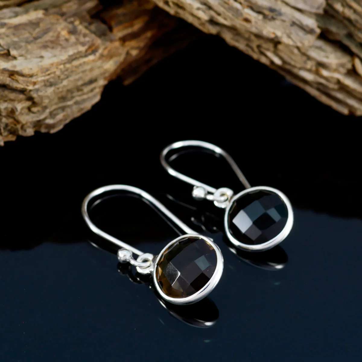 Smoky Quartz Egyptian Ha-eun multiple Dangle Brown Sterling Silver Earring - Image 3
