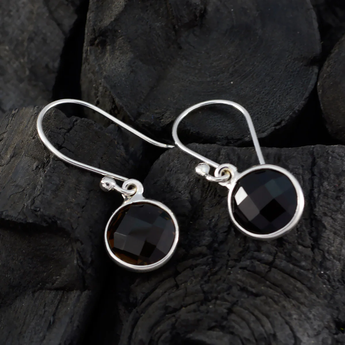 Smoky Quartz Egyptian Ha-eun multiple Dangle Brown Sterling Silver Earring - Image 4