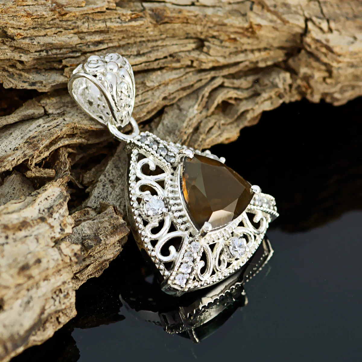 smoky quartz Eye-catching Australian 925 Silver multiple Clara Rope-Wire Brown Pendant Jewelry - Image 3