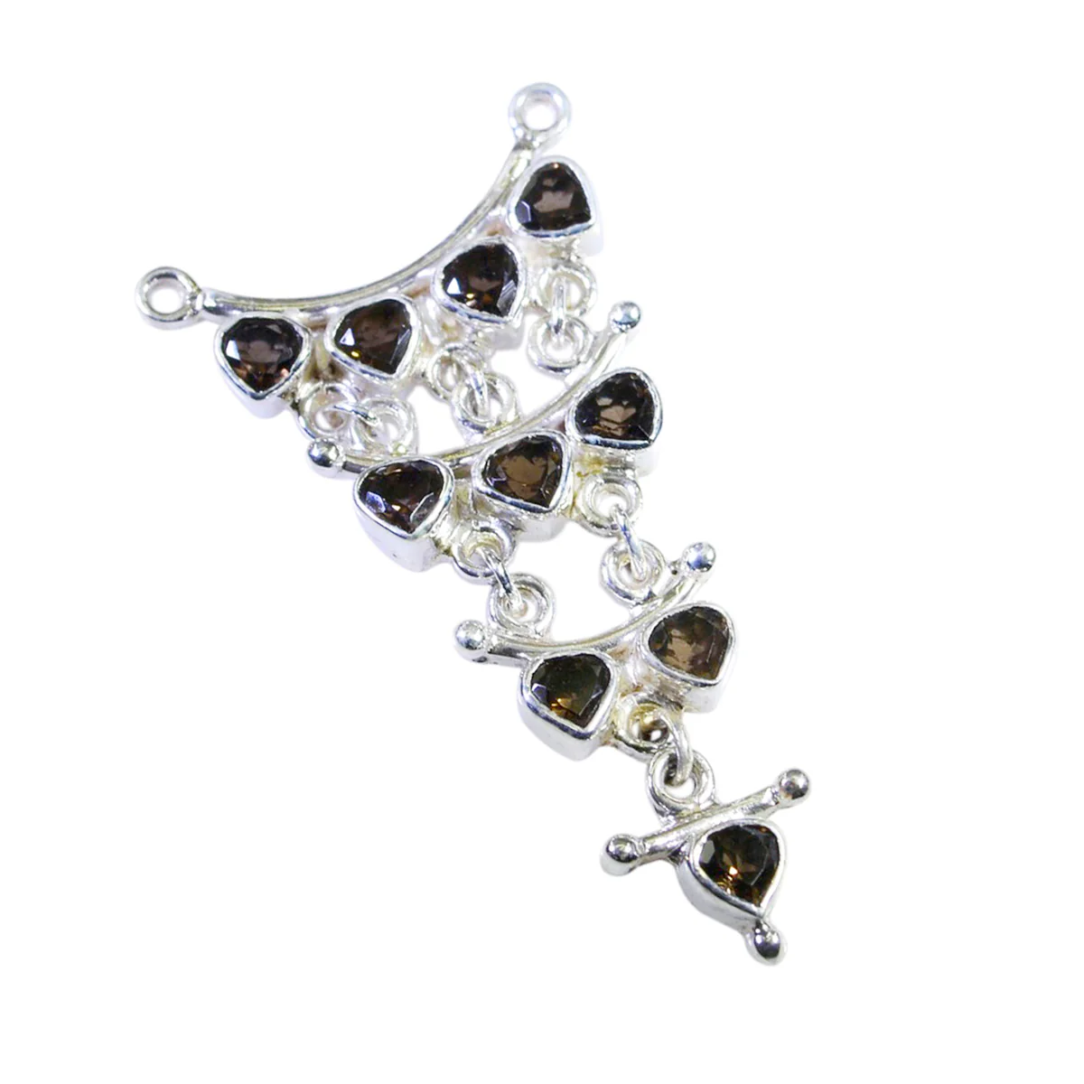 Smoky Quartz Eye-catching Moroccan 925 Silver multiple Hazel valentine Brown Pendant Jewelry - Image 2