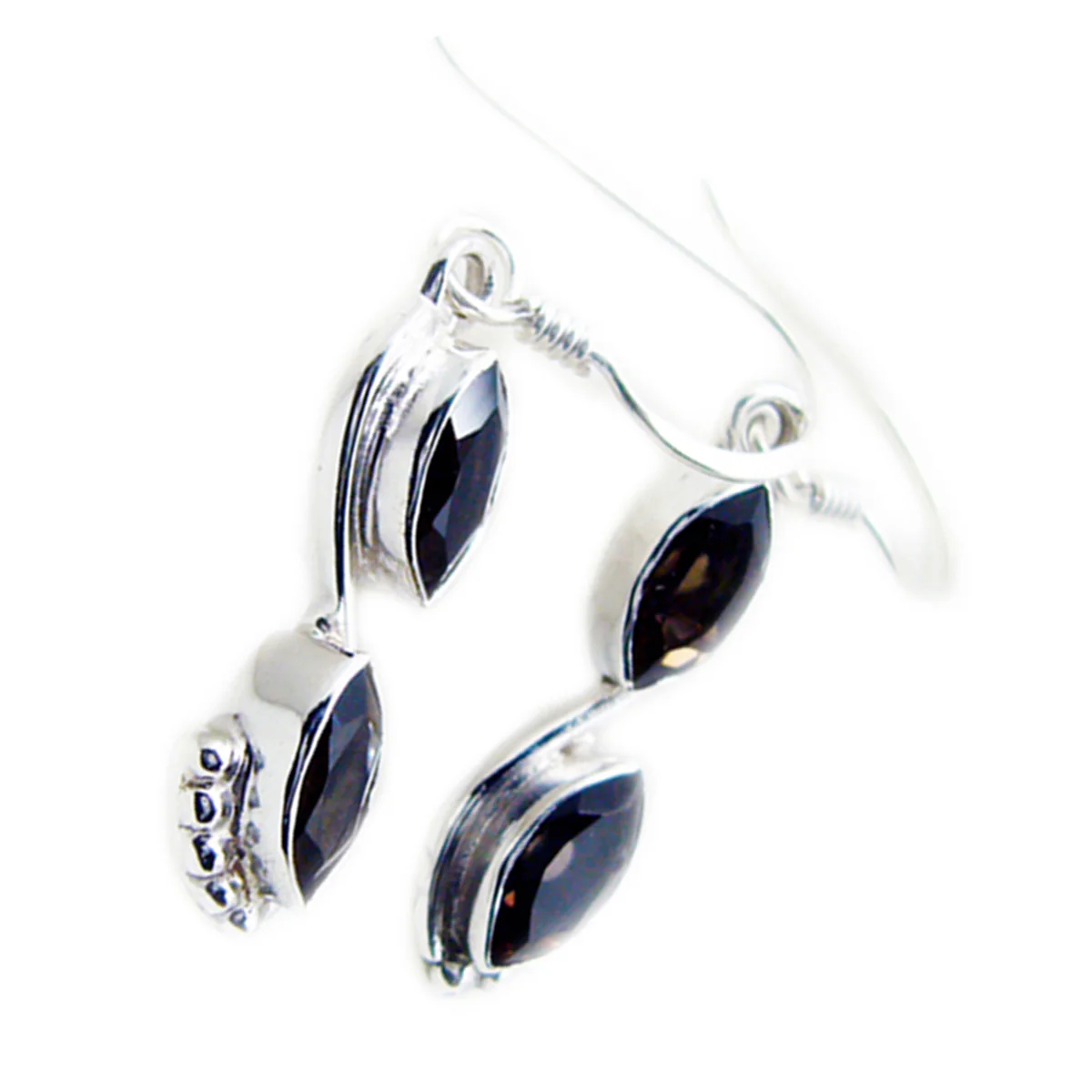 Smoky Quartz German Ha-eun multiple Dangle Brown 925 Silver Earring - Image 2