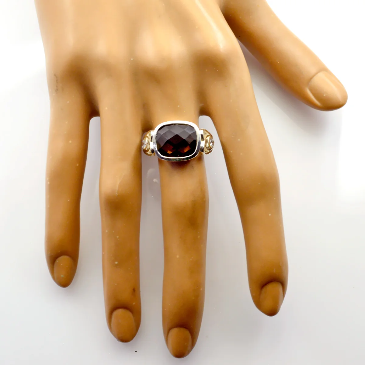 smoky quartz Halo Indian Sterling Silver Brown Gemstone Slim Boho Ring Jewellery - Image 2