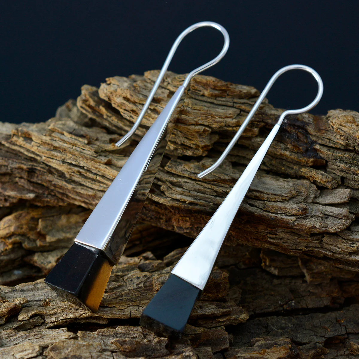 Smoky Quartz Italian Emi Solitaire Dangle Brown 925 Silver Earring - Image 3