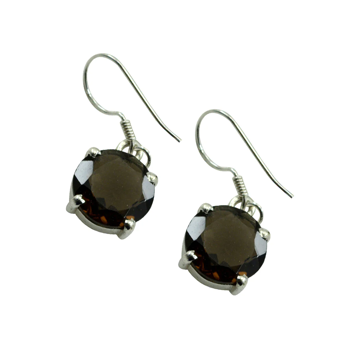 Smoky Quartz Japanese Haruka Solitaire Dangle Brown 925 Sterling Silver Earring - Image 3
