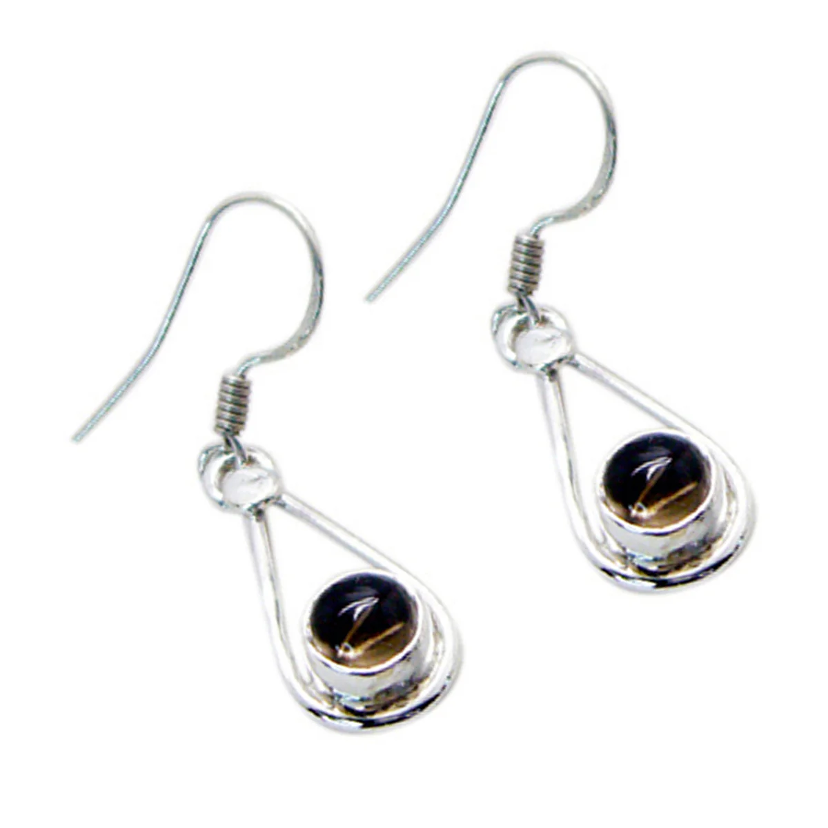 Smoky Quartz Korean Jia multiple Dangle Brown 92.5 Silver Earring - Image 2