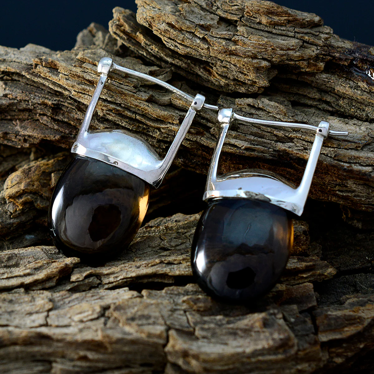 Smoky Quartz Latin American Zoey Solitaire Dangle Brown 92.5 Silver Earring - Image 3