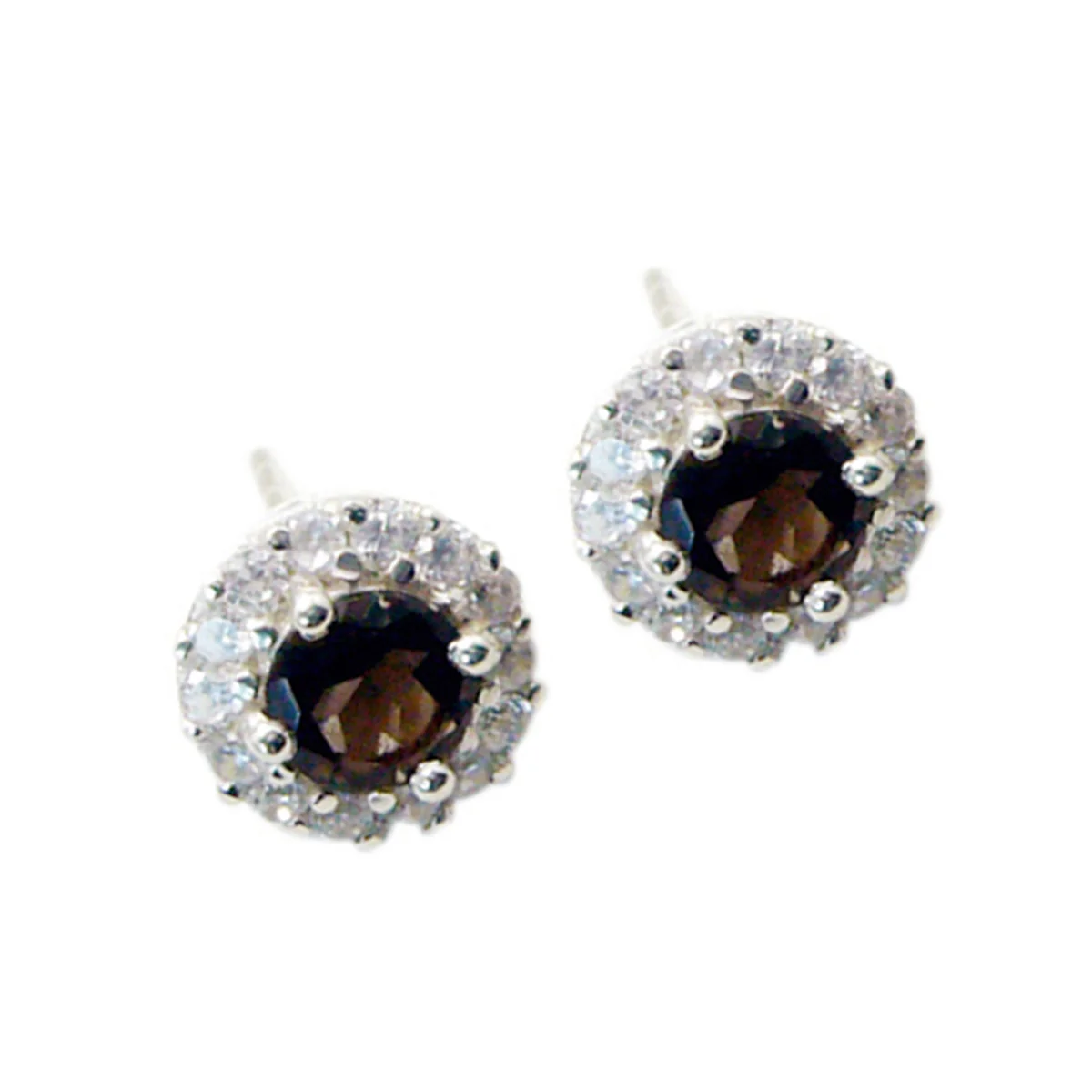 Smoky Quartz Mexican Ji-eun multiple Stud Brown 92.5 Silver Earring - Image 2