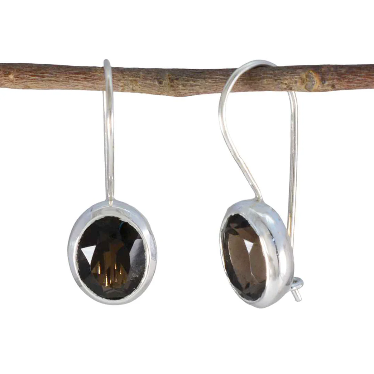Smoky Quartz Moroccan Isadora Solitaire Dangle Brown 925 Sterling Silver Earring