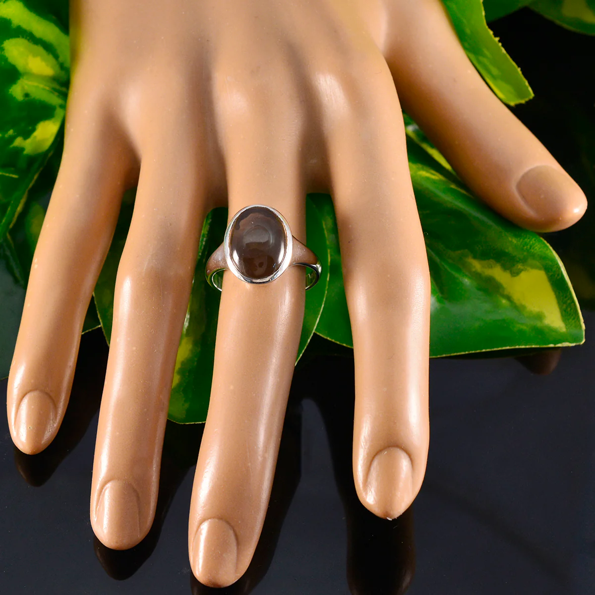 Smoky Quartz Solitaire African 925 Silver Brown Gems Minimal Boho Ring Jewellery - Image 5