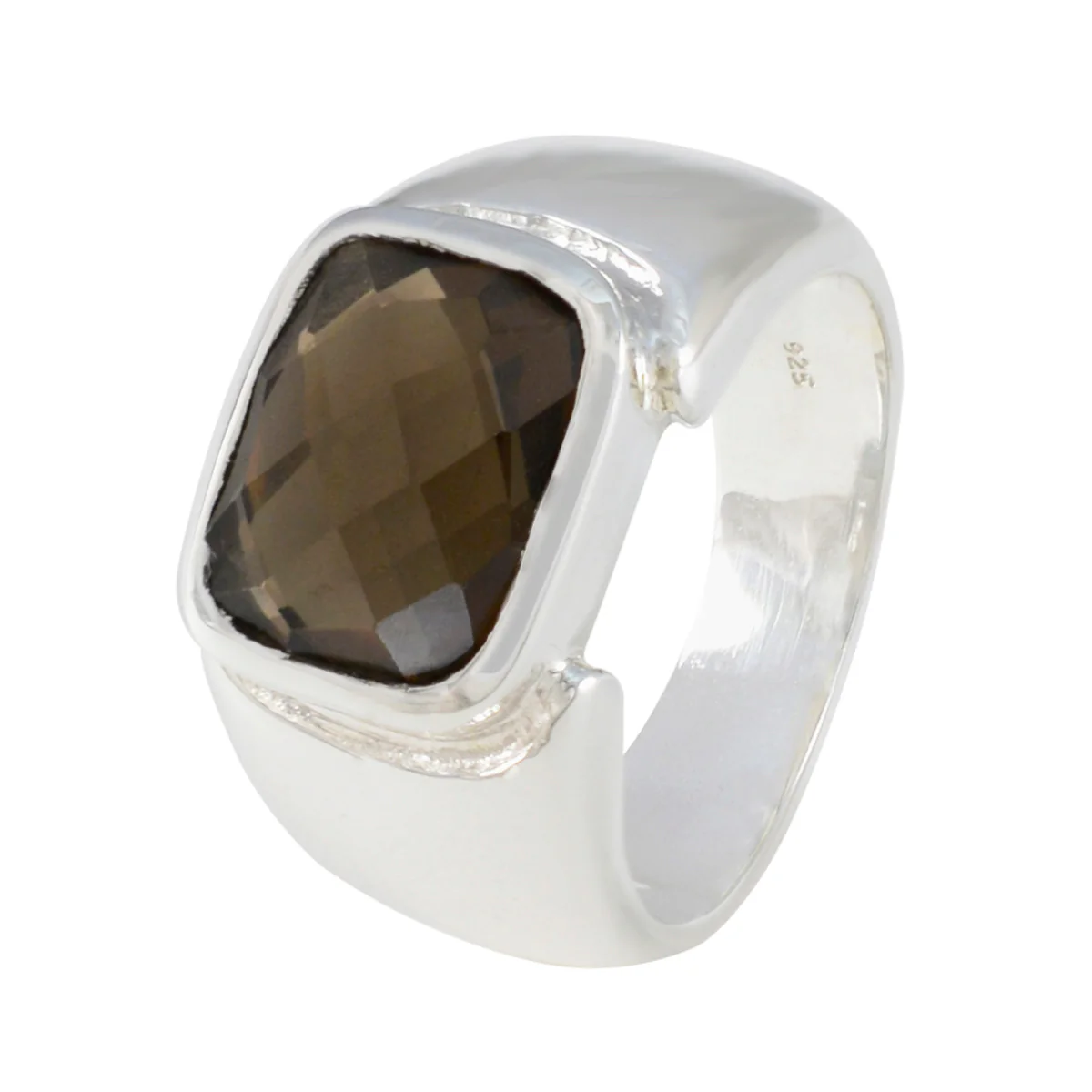 Smoky Quartz Solitaire African 925 Sterling Silver Brown Gems Essential Modern Ring Jewelry - Image 2