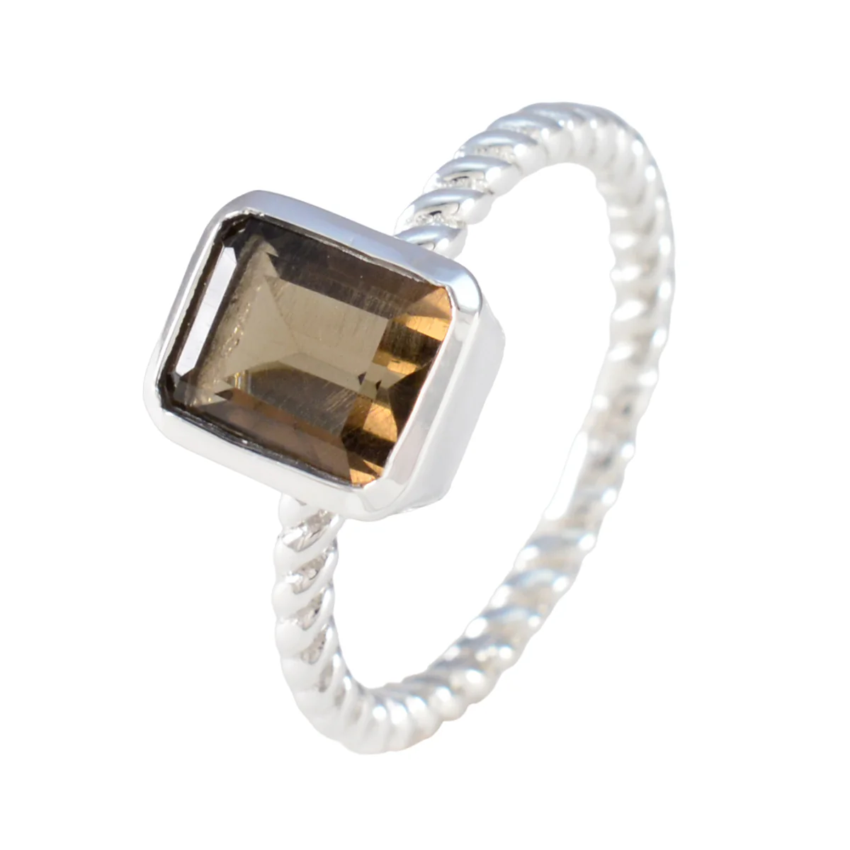 Smoky Quartz Solitaire African 925 Sterling Silver Brown Gems Featherlight Cultural Ring Jewellery - Image 2