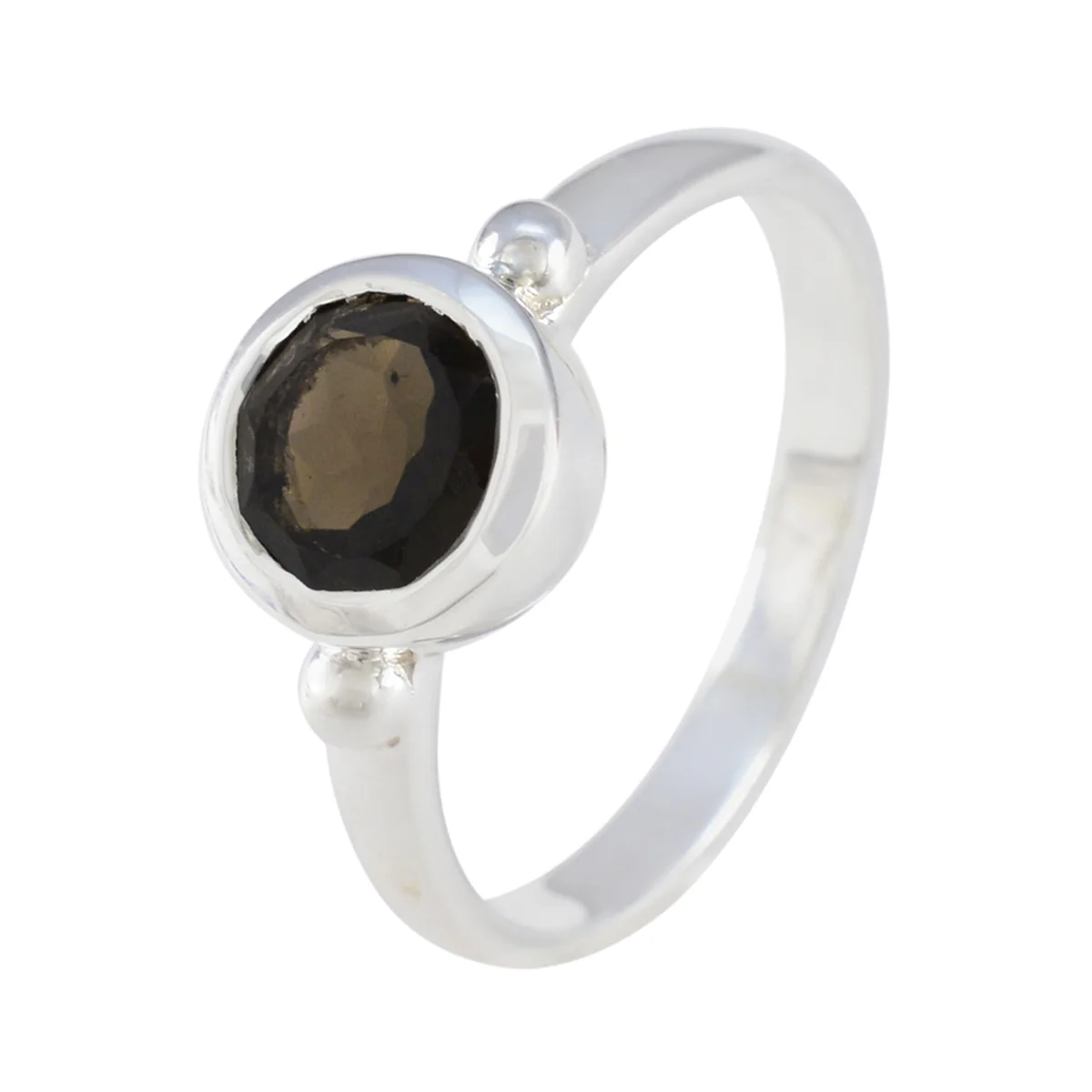 Smoky Quartz Solitaire African 925 Sterling Silver Brown Gemstones Slim Abstract Ring Jewellery - Image 2