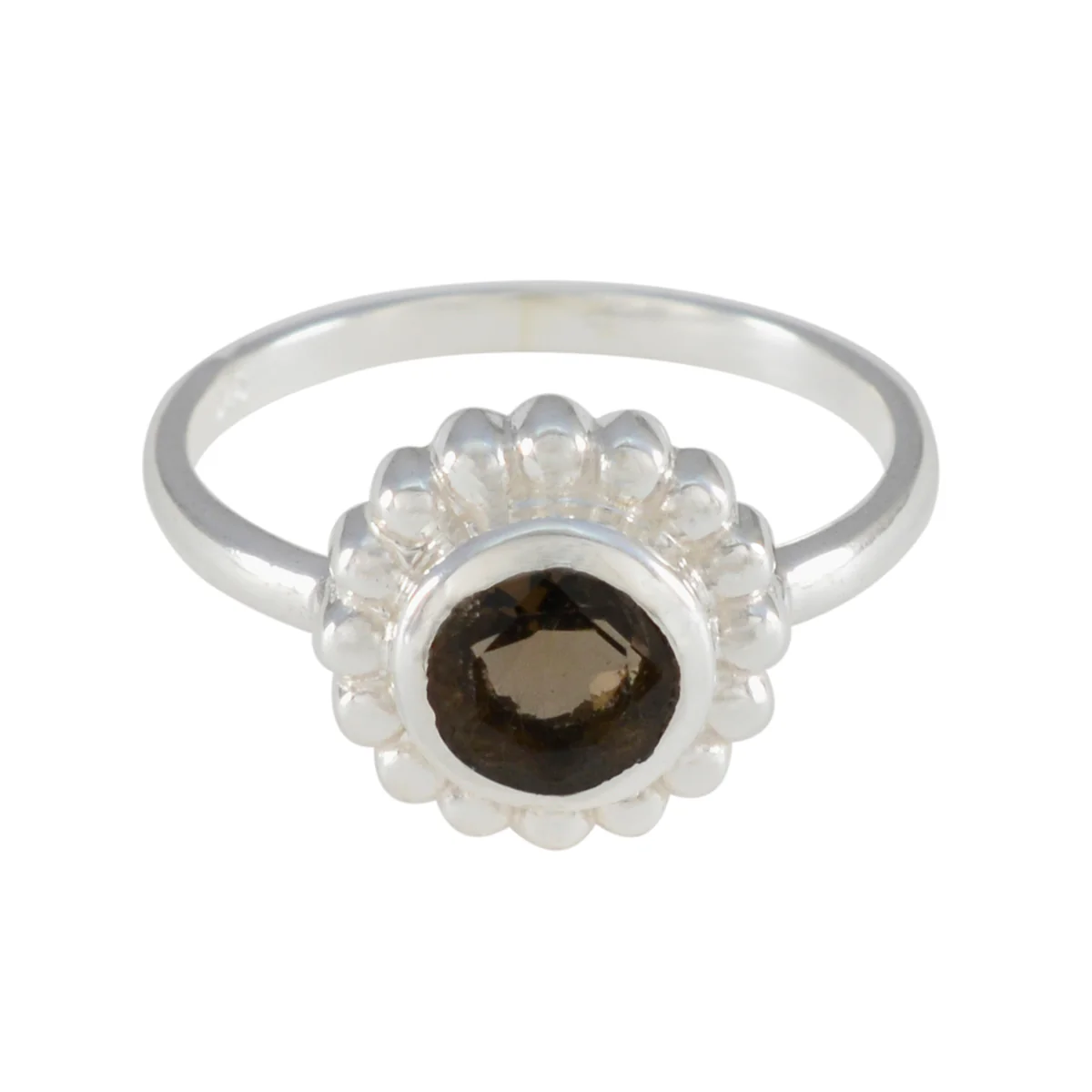Smoky Quartz Solitaire American Silver Brown Gems Whisper-thin Glamorous Ring Jewellery