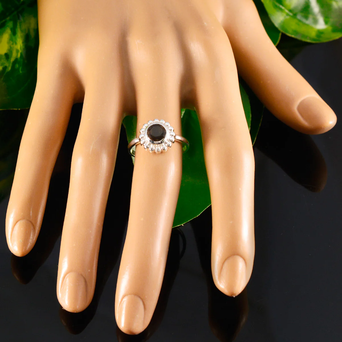 Smoky Quartz Solitaire American Silver Brown Gems Whisper-thin Glamorous Ring Jewellery - Image 5