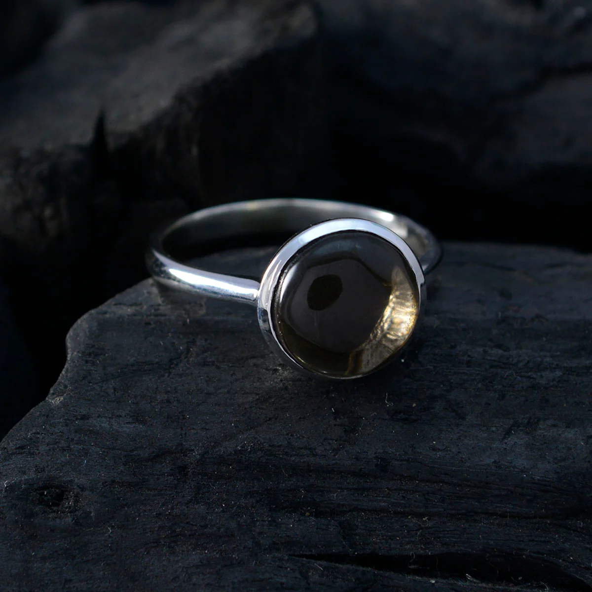 smoky quartz Solitaire French 925 Silver Brown Gemstones Tiny Glamorous Ring Jewelry - Image 4