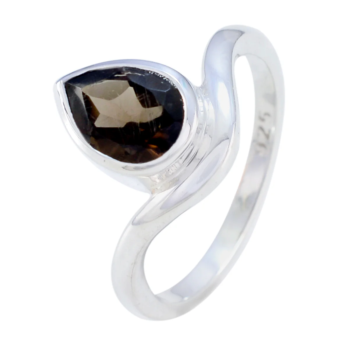 smoky quartz Solitaire French Sterling Silver Brown Gems Slim Fairytale Ring Jewellery - Image 2