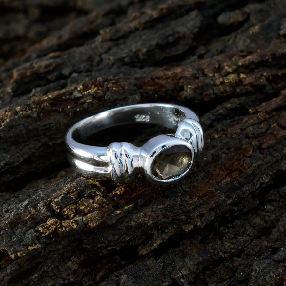 Smoky Quartz Solitaire German 925 Silver Brown Gemstones Classic Luxurious Ring Jewellery - Image 3