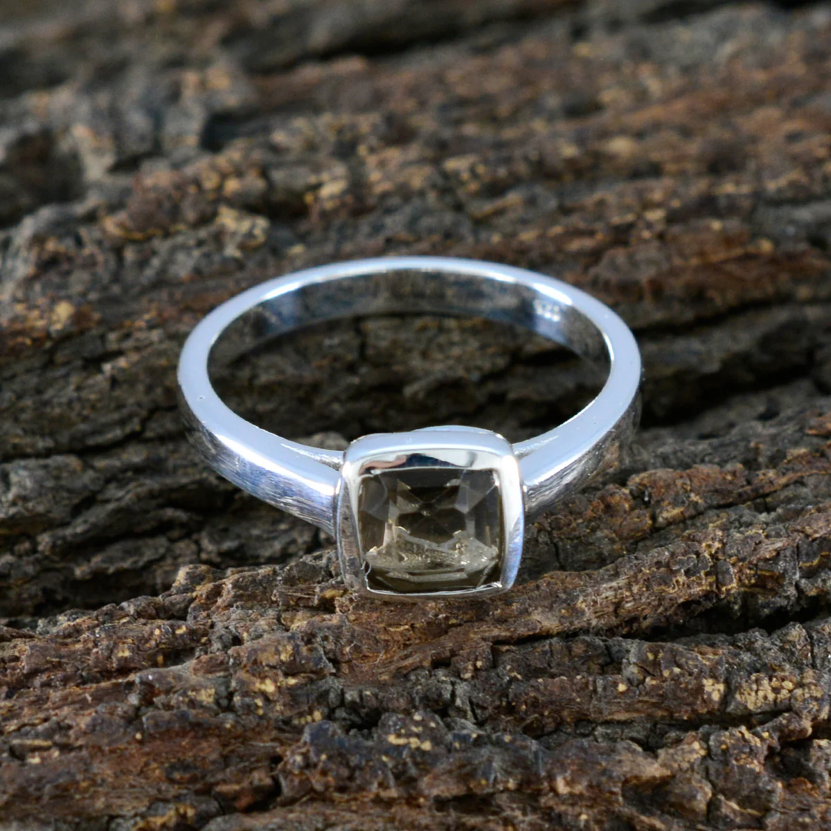 Smoky Quartz Solitaire German 925 Sterling Silver Brown Gemstones Featherlight Sophisticated Ring Jewelry - Image 3