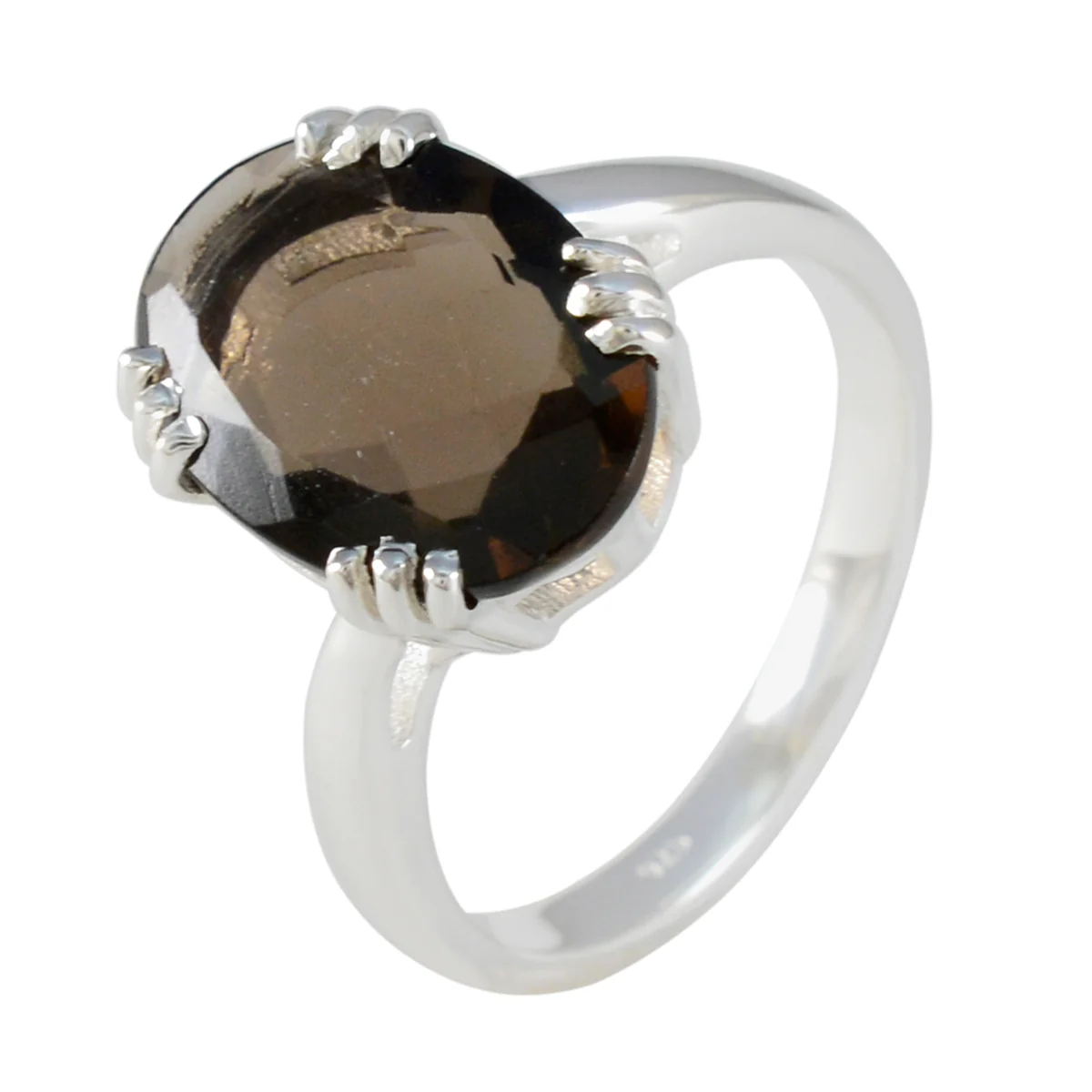 Smoky Quartz Solitaire German Sterling Silver Brown Gemstones Tiny Contemporary Ring Jewellery - Image 2