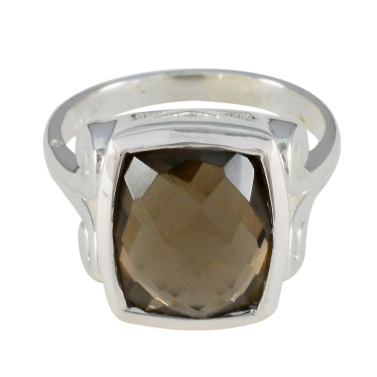 Smoky Quartz Solitaire Indian Silver Brown Gemstone Mid-weight Sophisticated Ring Jewelry