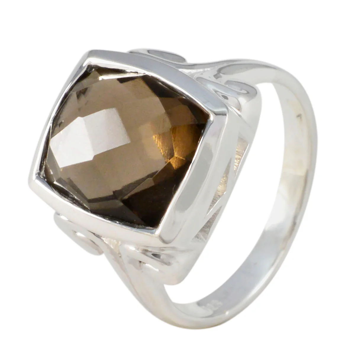 Smoky Quartz Solitaire Indian Silver Brown Gemstone Mid-weight Sophisticated Ring Jewelry - Image 2