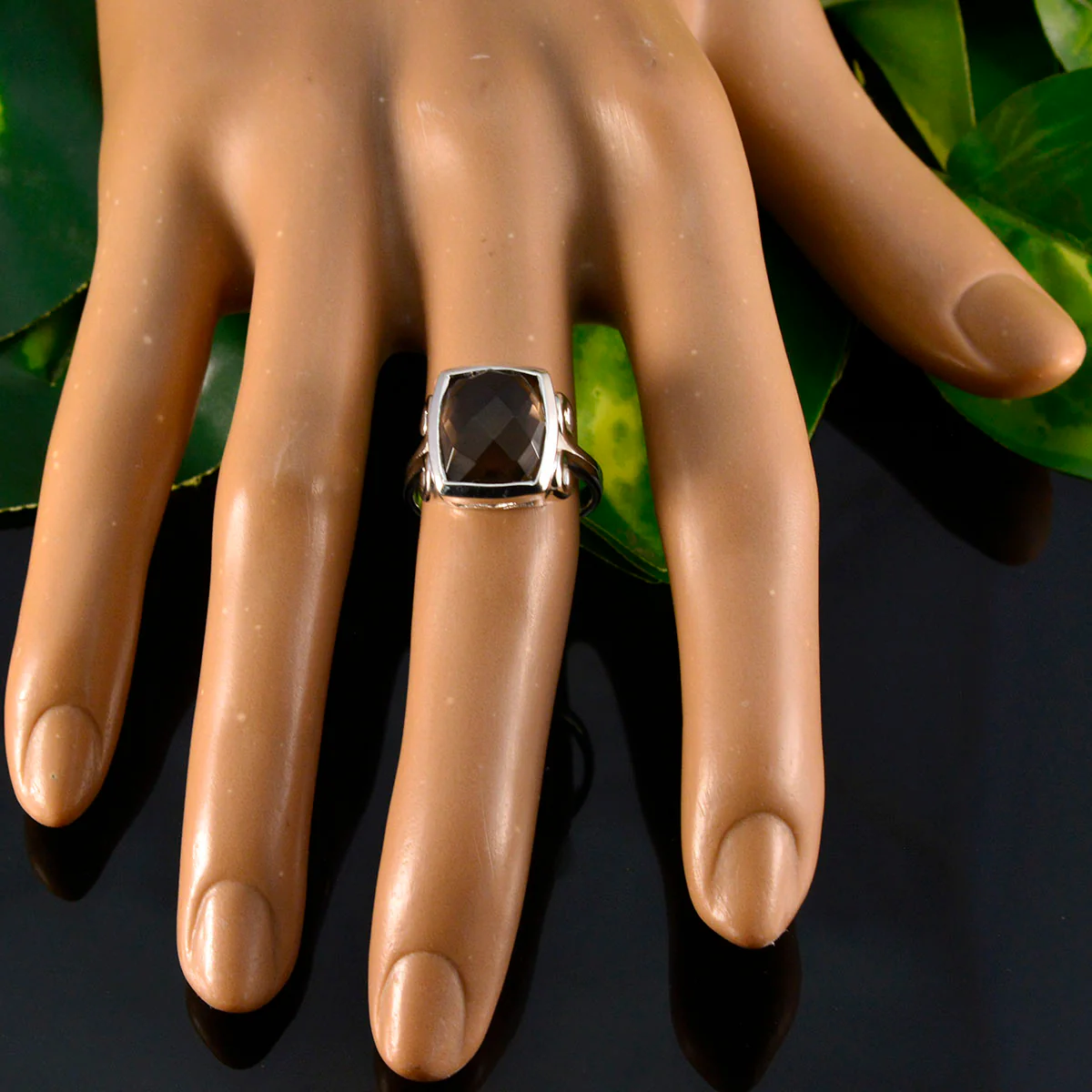 Smoky Quartz Solitaire Indian Silver Brown Gemstone Mid-weight Sophisticated Ring Jewelry - Image 5