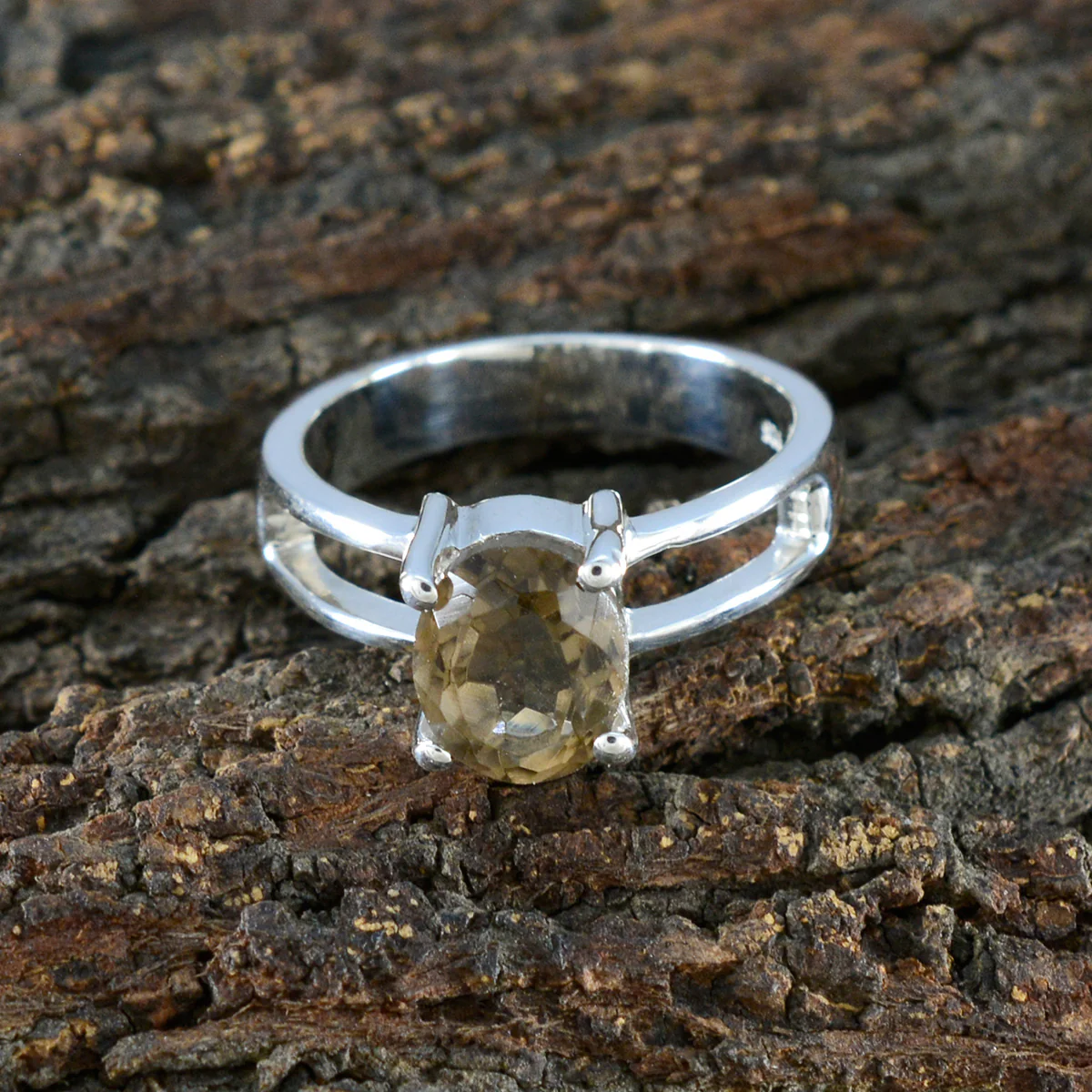 Smoky Quartz Solitaire Indian Silver Brown Gemstone Tiny Artisan Ring Jewelry - Image 3