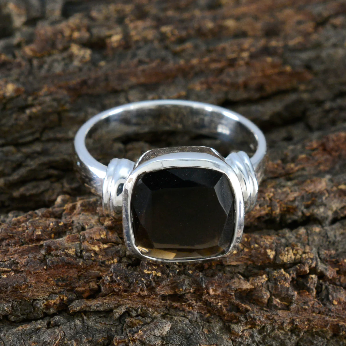 smoky quartz Solitaire Indian Sterling Silver Brown Gemstone Eye-catching Signet Ring Jewelry - Image 4