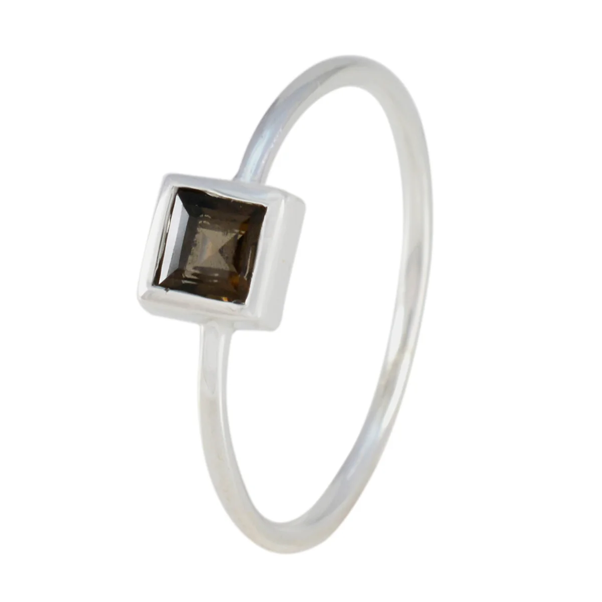 Smoky Quartz Solitaire Japanese 925 Sterling Silver Brown Gems Elegant Graceful Ring Jewelry - Image 2